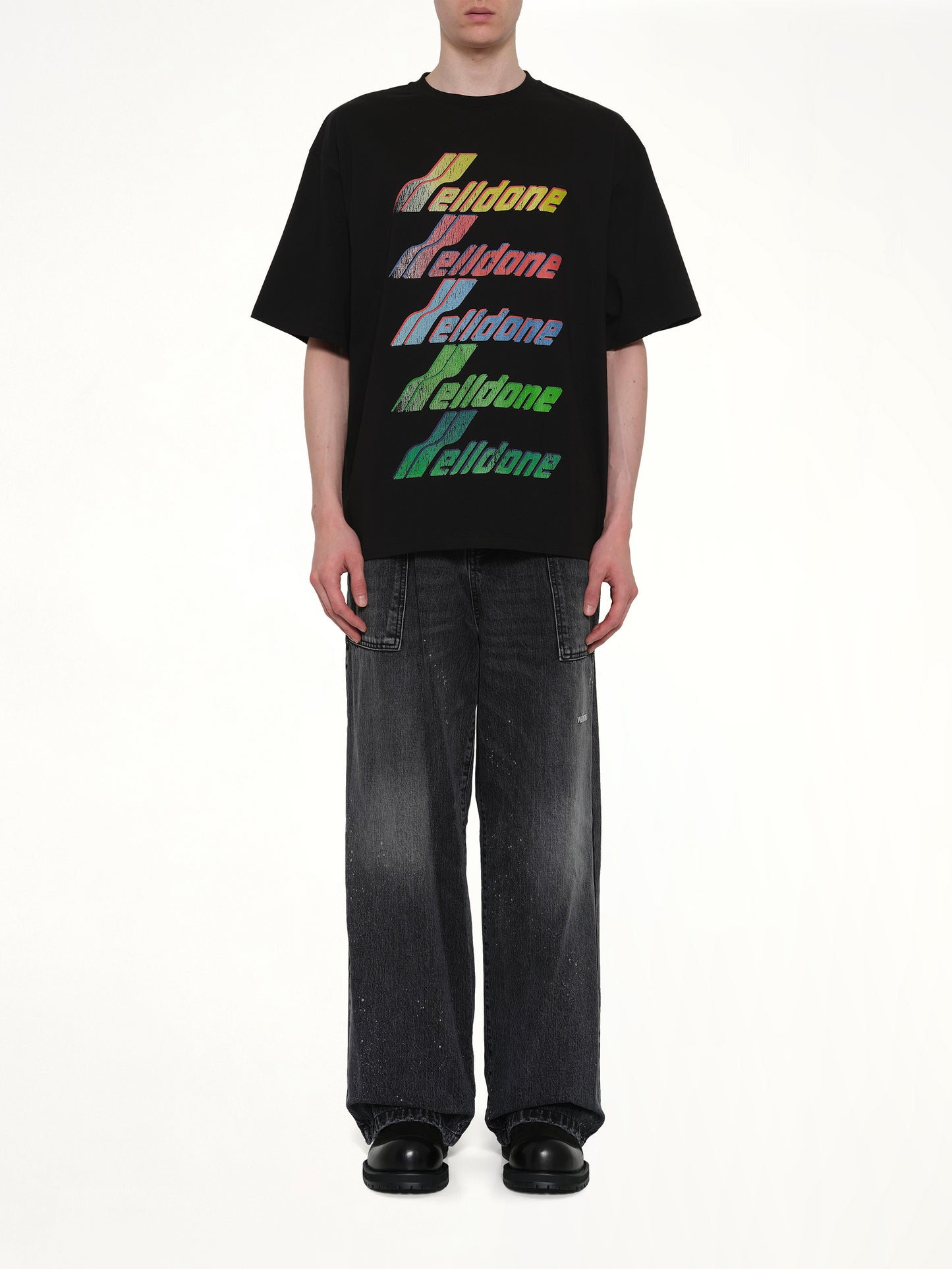 Multi Rainbow Logo T-Shirt in Black