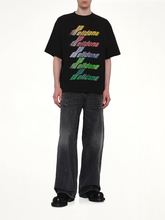 Multi Rainbow Logo T-Shirt in Black