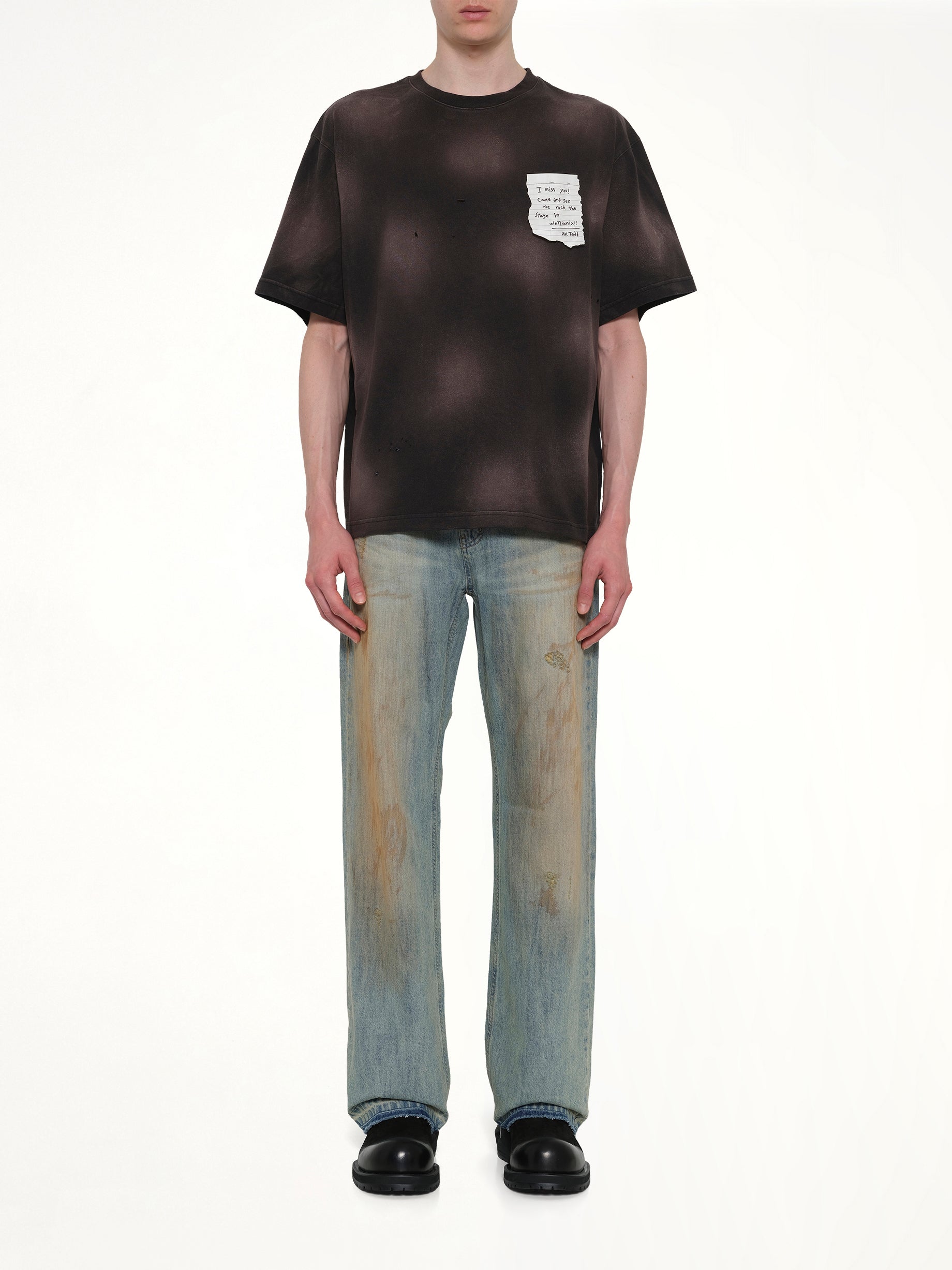Paper Note Grunge T-Shirt in Black