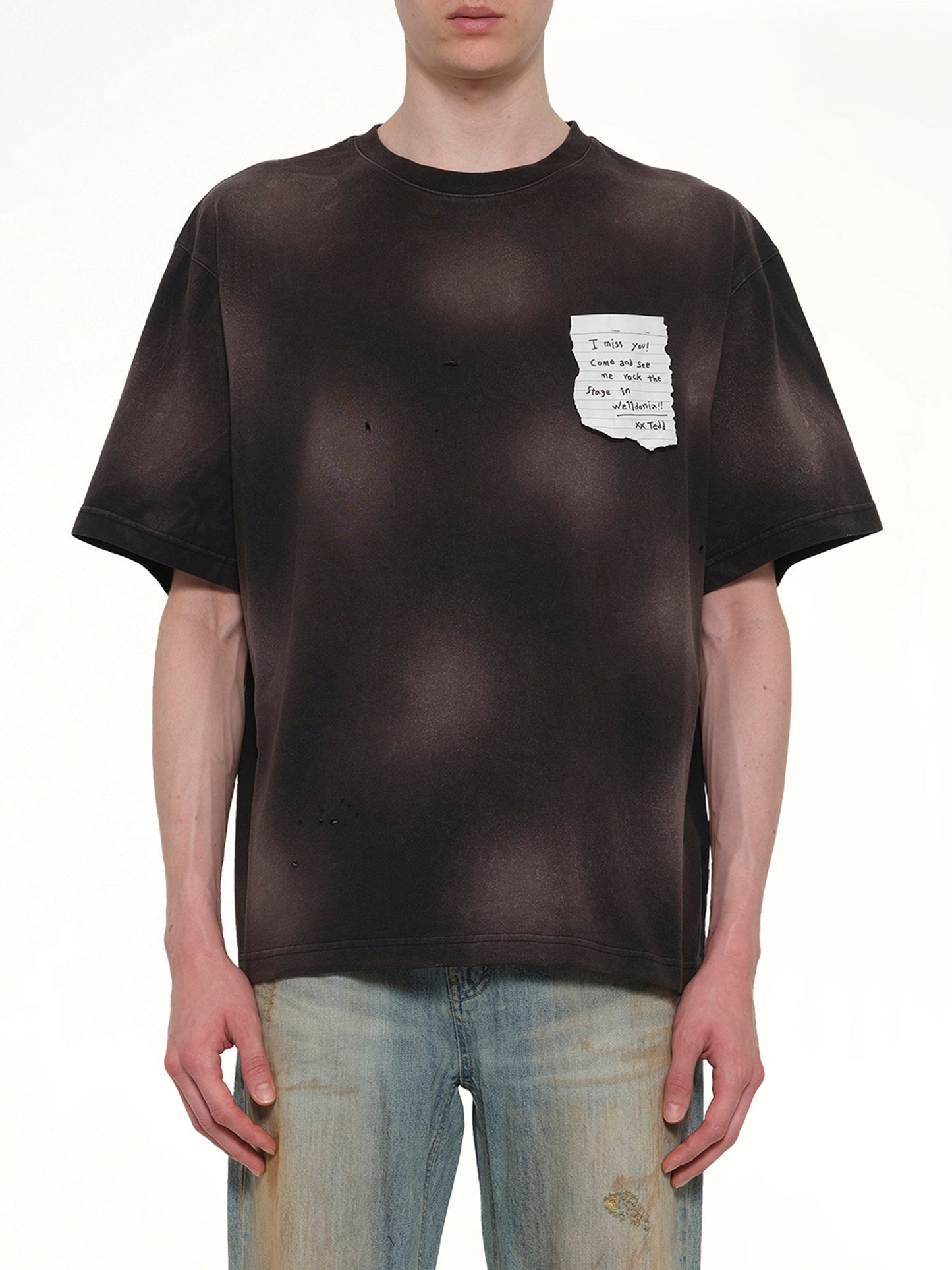 Paper Note Grunge T-Shirt in Black