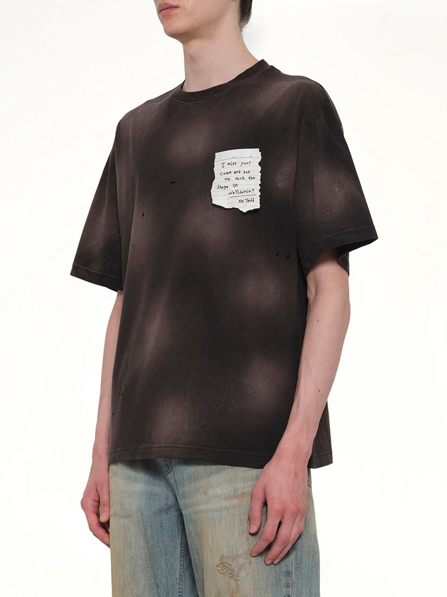 Paper Note Grunge T-Shirt in Black