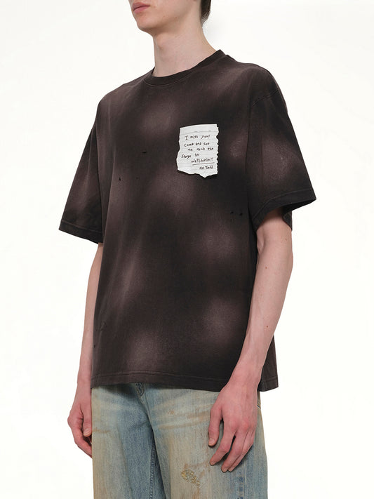 Paper Note Grunge T-Shirt in Black