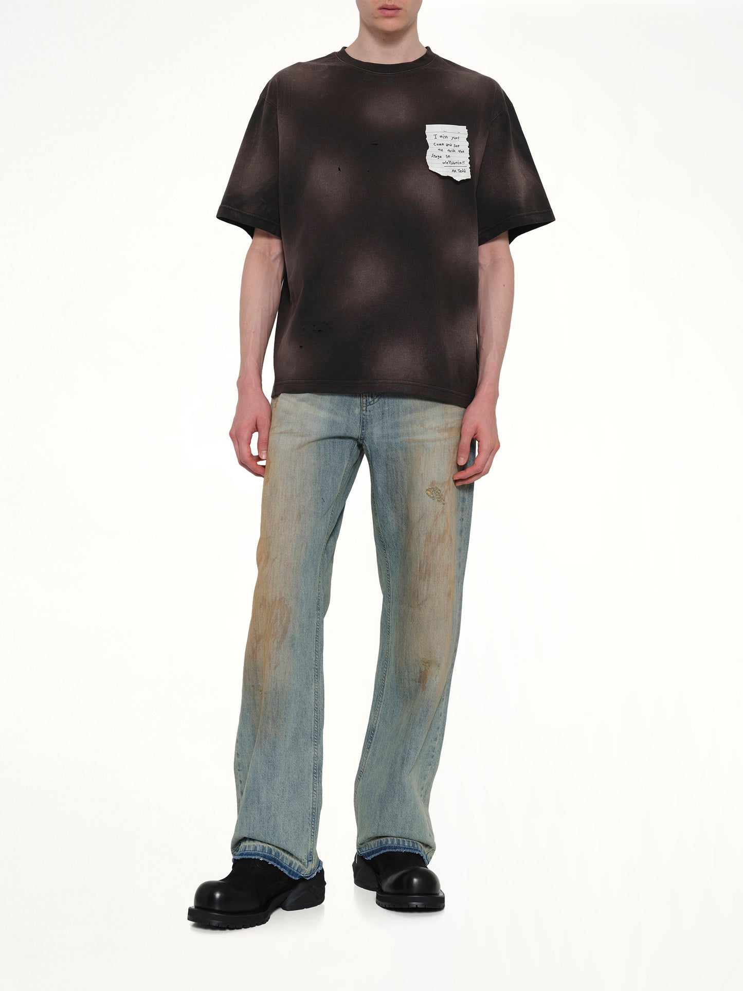 Paper Note Grunge T-Shirt in Black