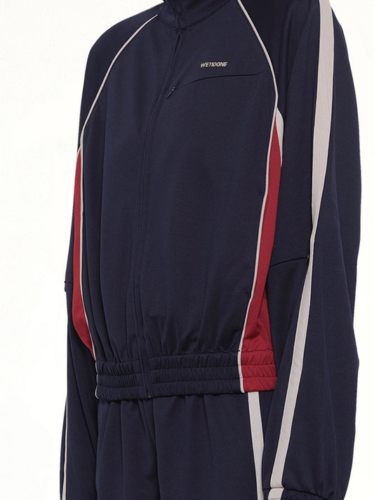 Contrast Track Jacket in Navy