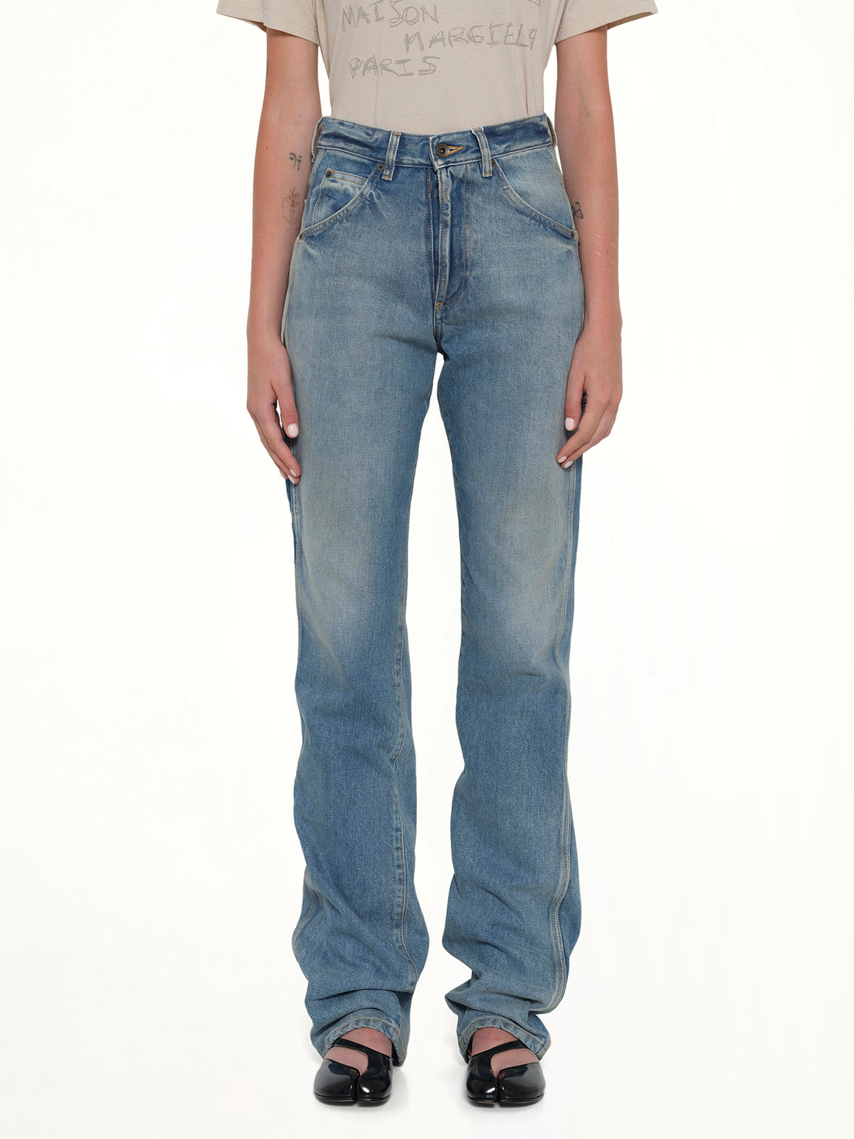 Straight 5 Pocket Jeans in Light Blue Indigo