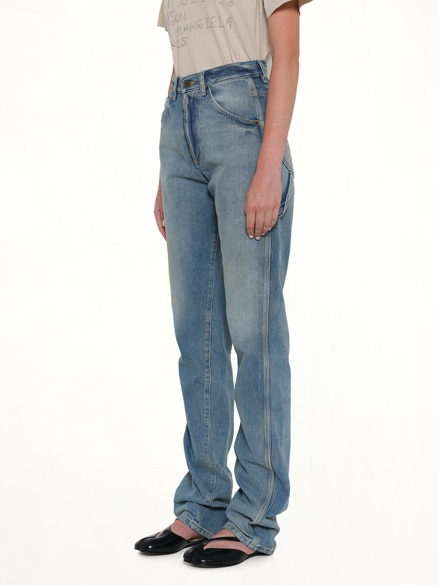 Straight 5 Pocket Jeans in Light Blue Indigo
