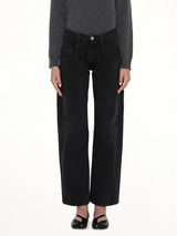 Straight Jeans with Contrasted Pockets in Black