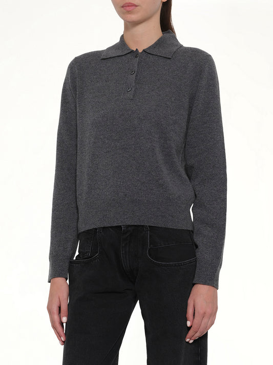 Knit Polo in Dark Grey