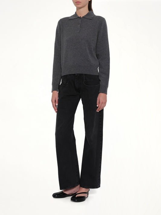 Knit Polo in Dark Grey