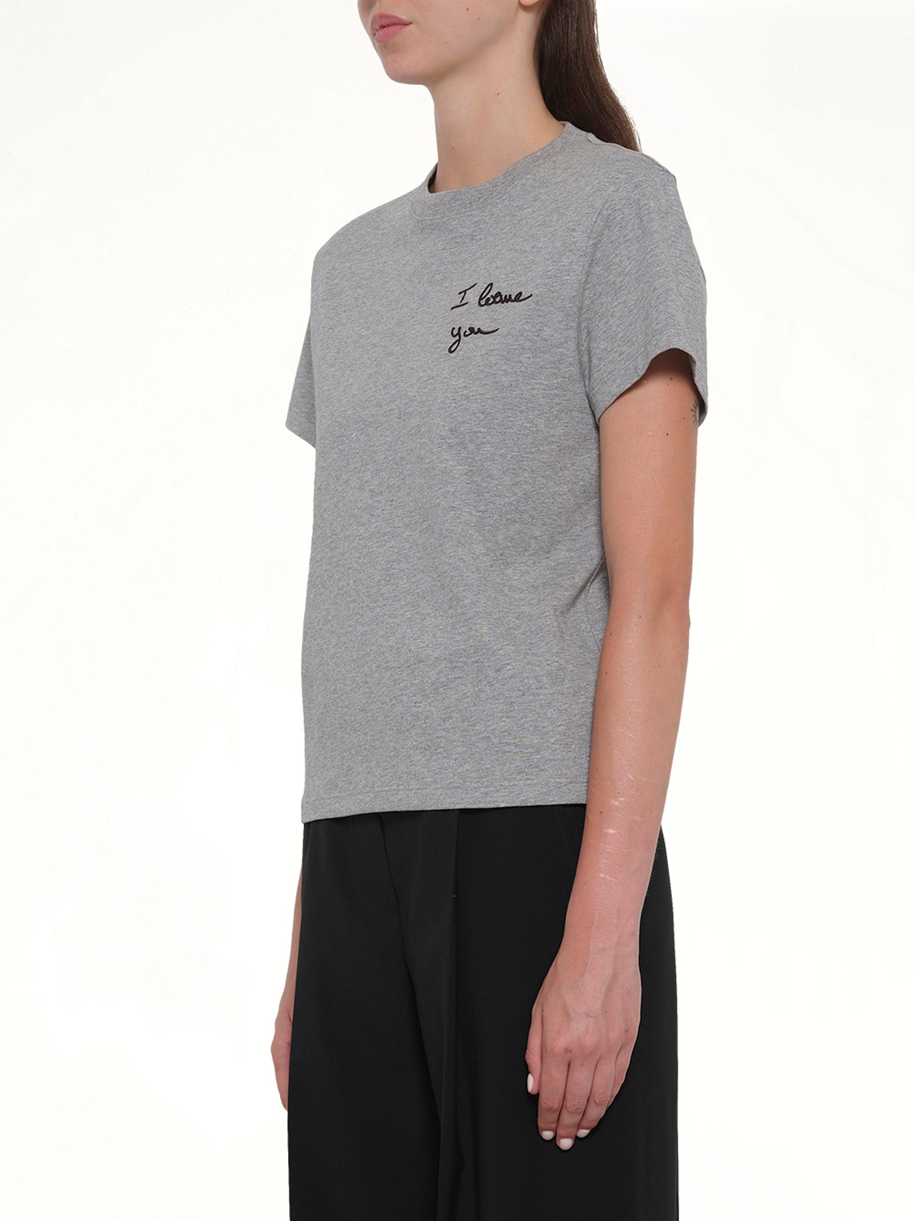 LOEWE , Regular Fit T-Shirt in Grey Melange Side View from MARAIS