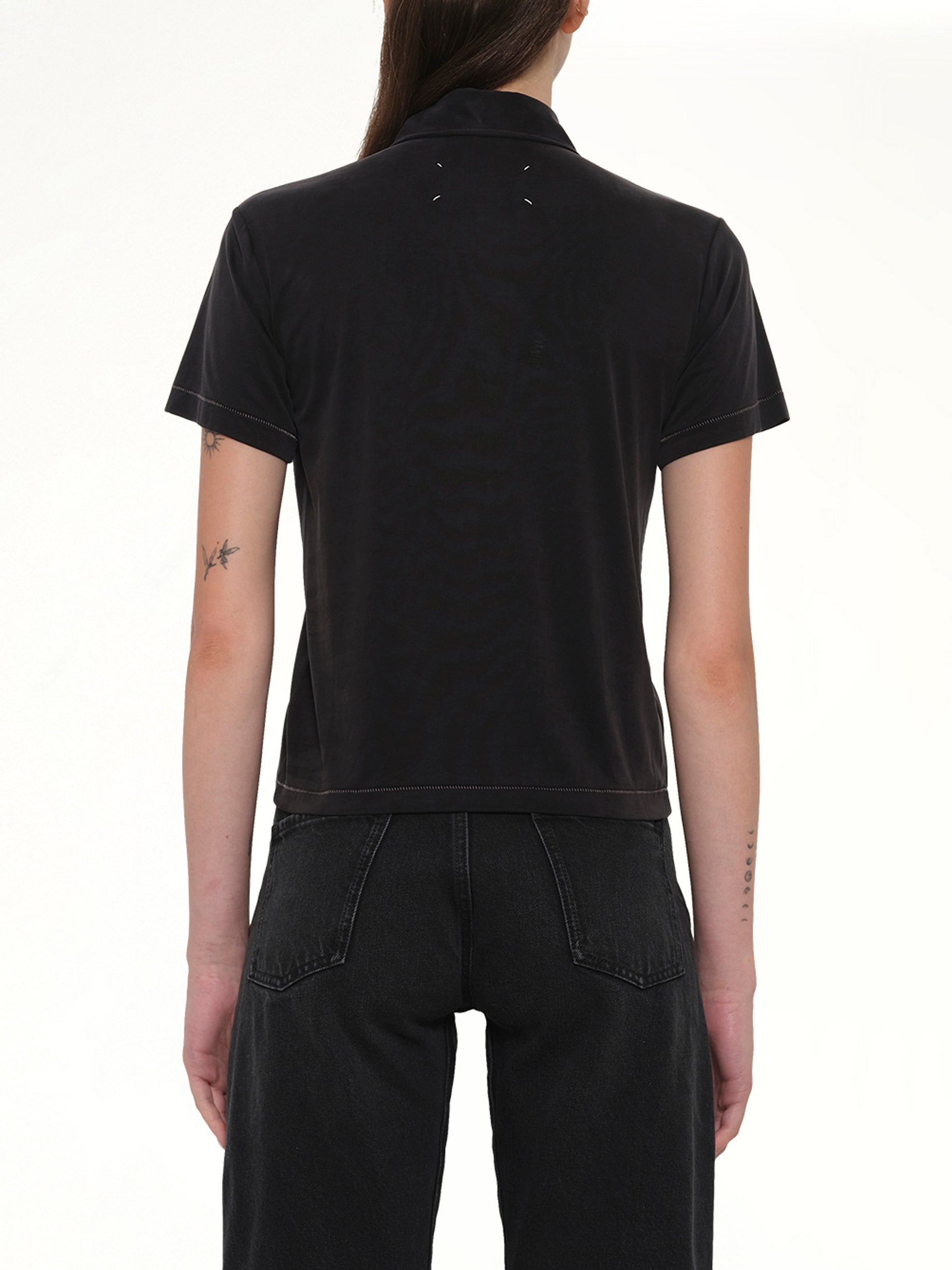 MAISON MARGIELA Polo Shirt in Black Back View from MARAIS