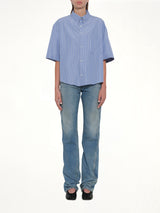Stripe Short Sleeve Shirt in Blue/Khaki