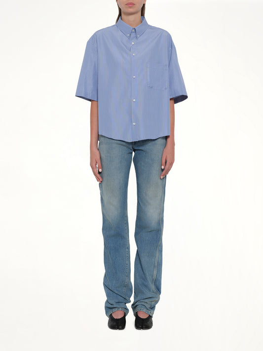 Stripe Short Sleeve Shirt in Blue/Khaki