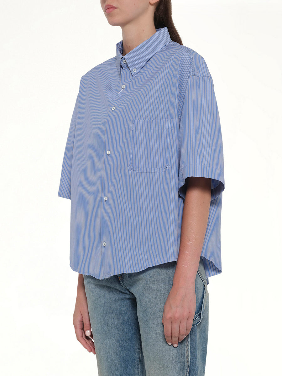 Stripe Short Sleeve Shirt in Blue/Khaki
