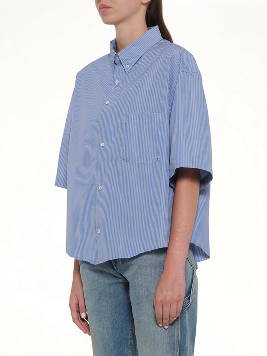 Stripe Short Sleeve Shirt in Blue/Khaki
