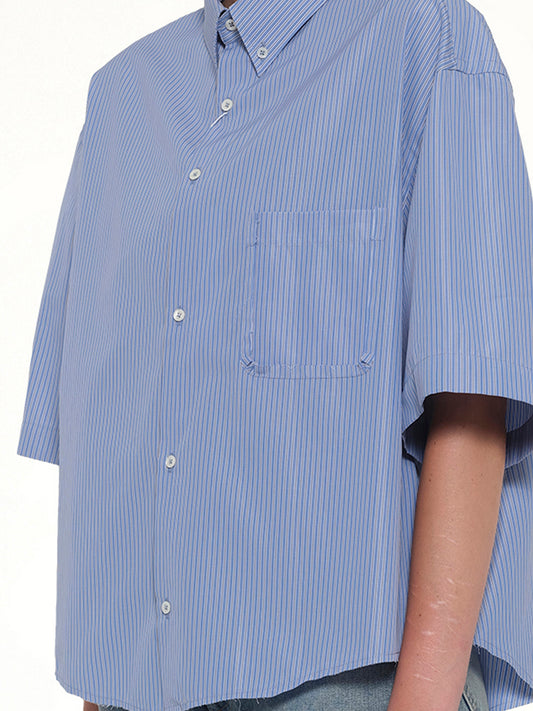 Stripe Short Sleeve Shirt in Blue/Khaki