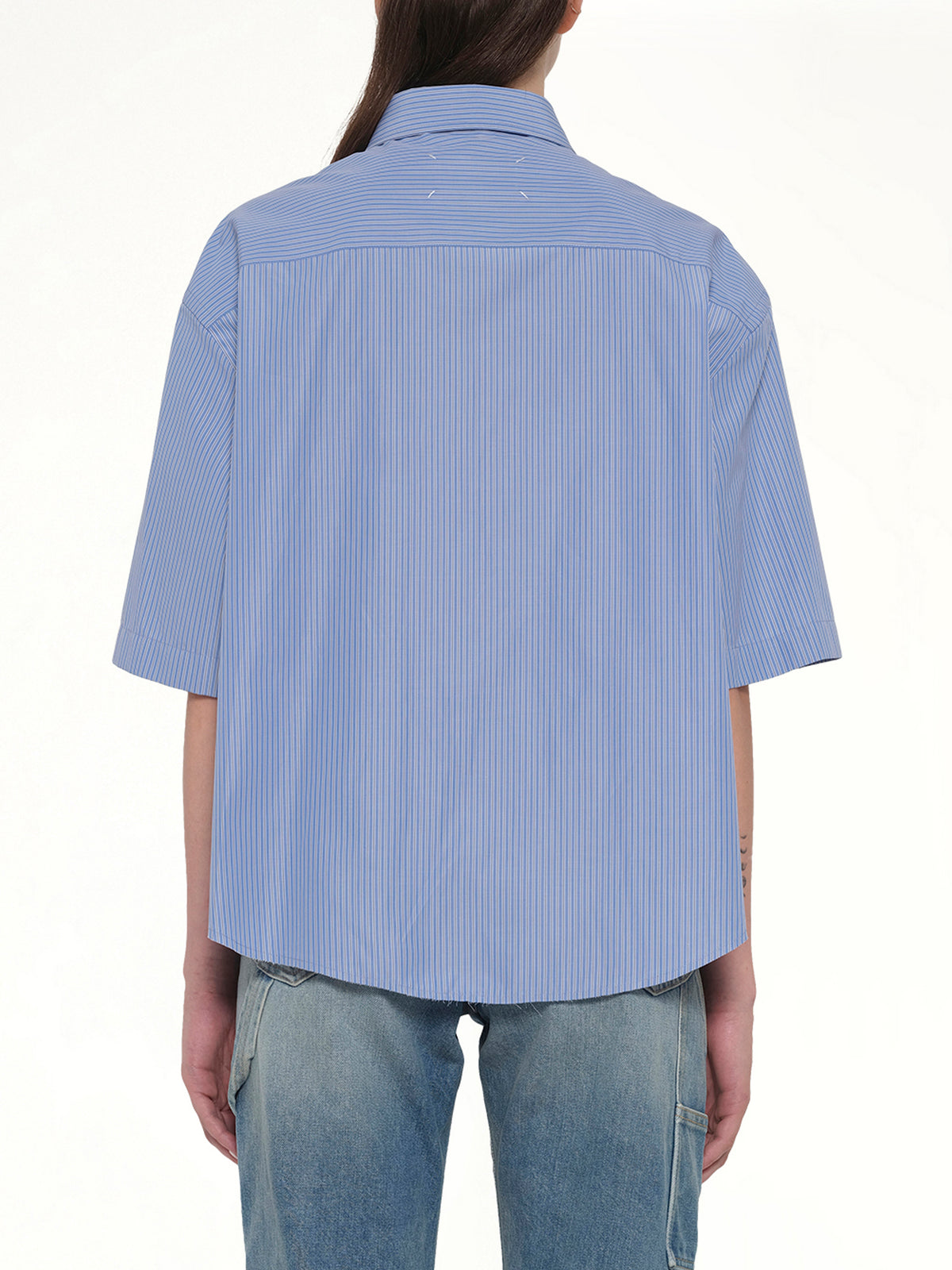 Stripe Short Sleeve Shirt in Blue/Khaki