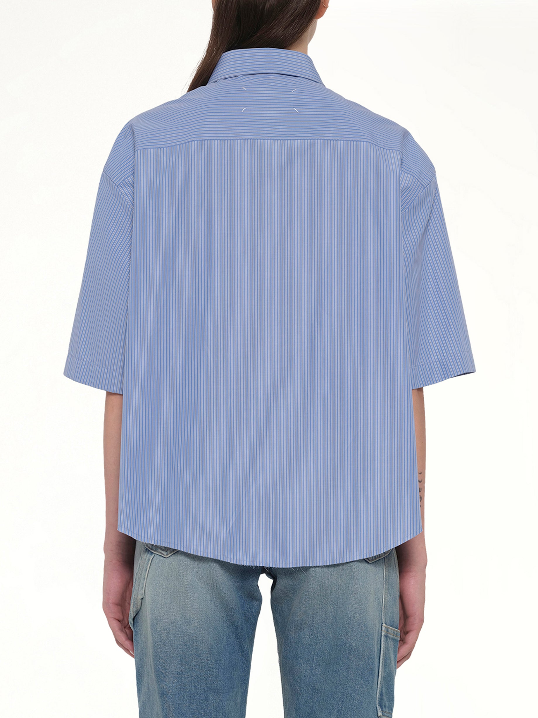 Stripe Short Sleeve Shirt in Blue/Khaki