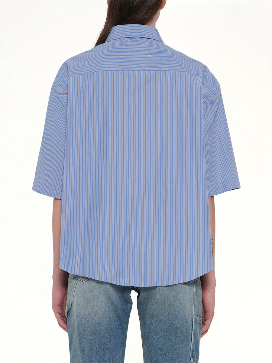 Stripe Short Sleeve Shirt in Blue/Khaki