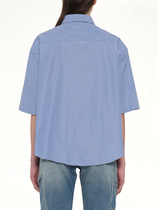 Stripe Short Sleeve Shirt in Blue/Khaki