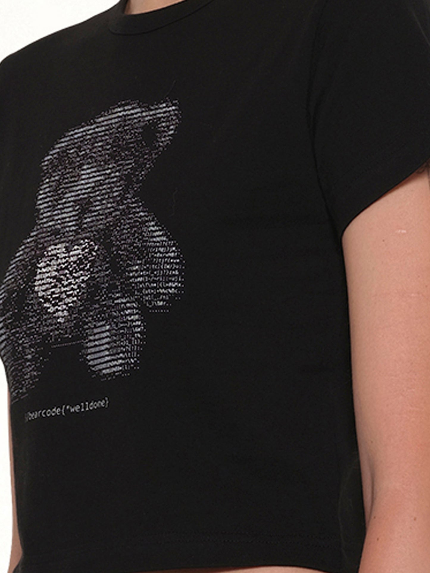 Bear Print Slim-Fit T-Shirt in Black