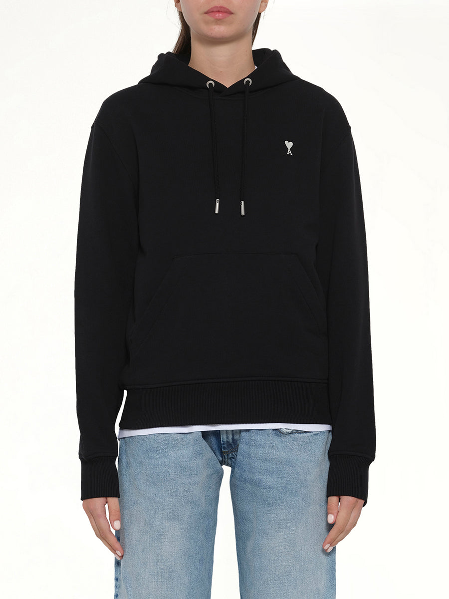 Contrasted Ami De Coeur Hoodie in Black