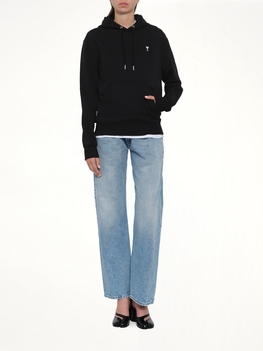 Contrasted Ami De Coeur Hoodie in Black