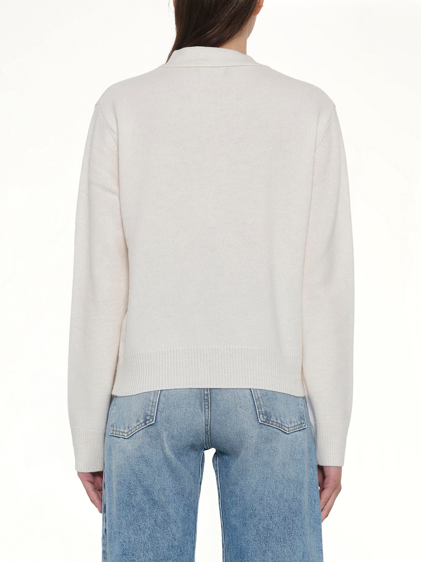 Pocket Logo Knit Cardigan in Ivory