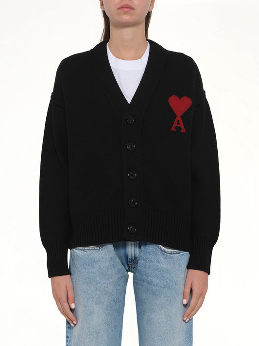 Red Ami De Coeur Cardigan in Black