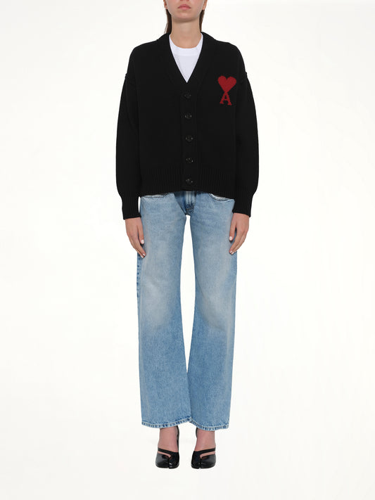 Red Ami De Coeur Cardigan in Black