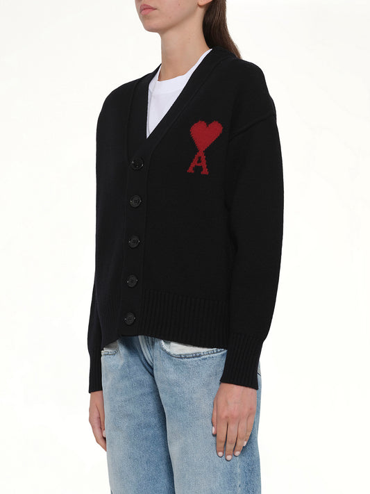 Red Ami De Coeur Cardigan in Black