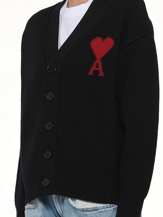 Red Ami De Coeur Cardigan in Black