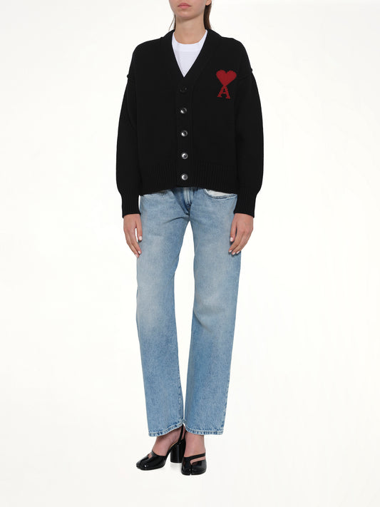 Red Ami De Coeur Cardigan in Black