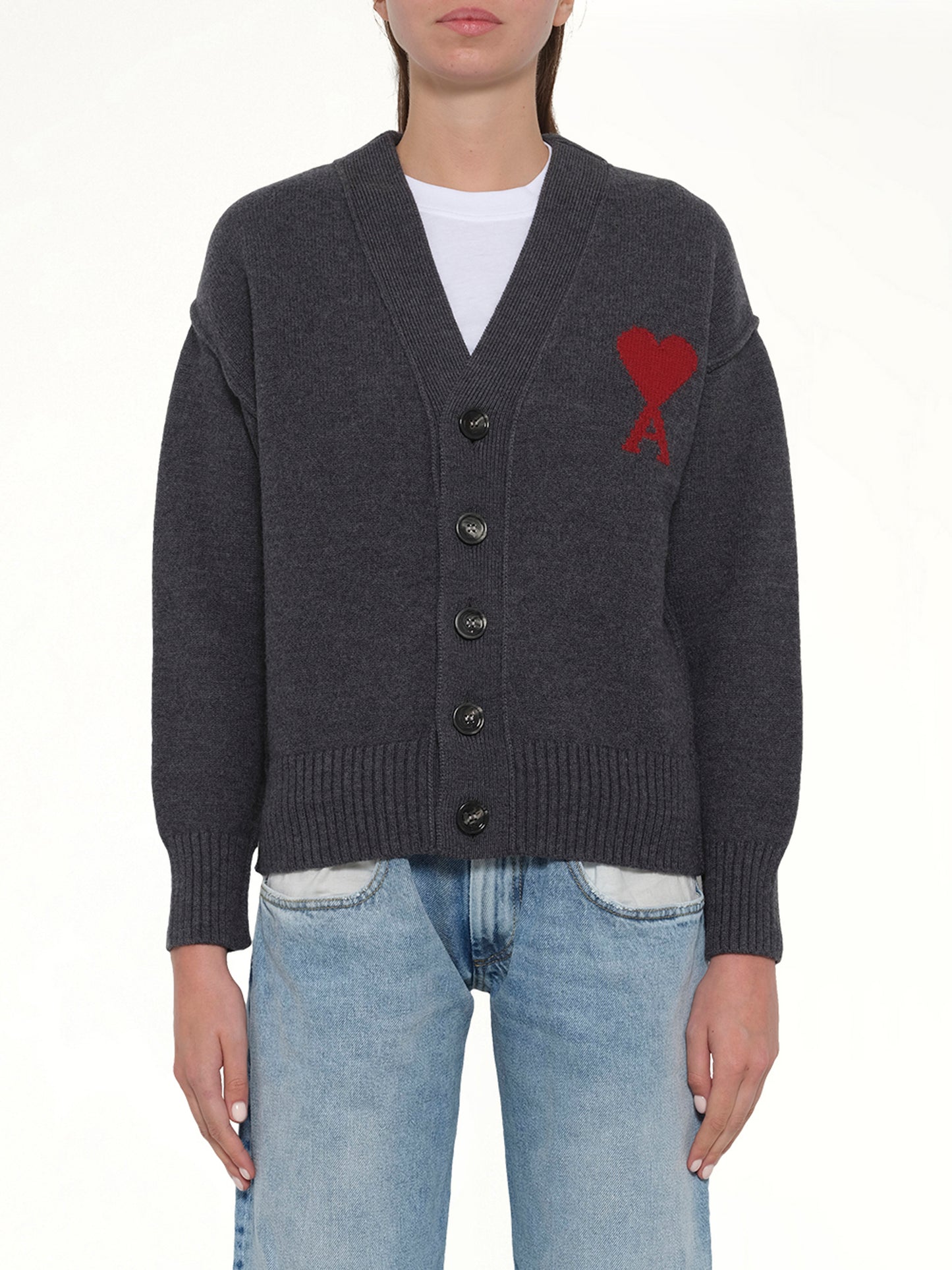 Red Ami De Coeur Cardigan in Grey