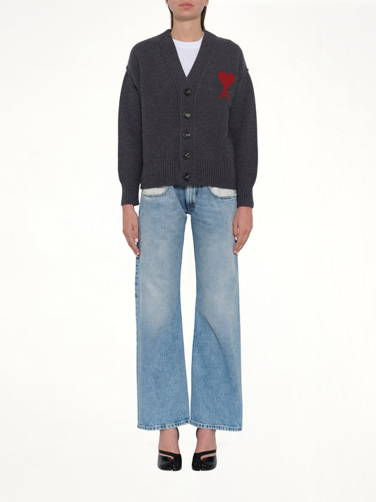 Red Ami De Coeur Cardigan in Grey