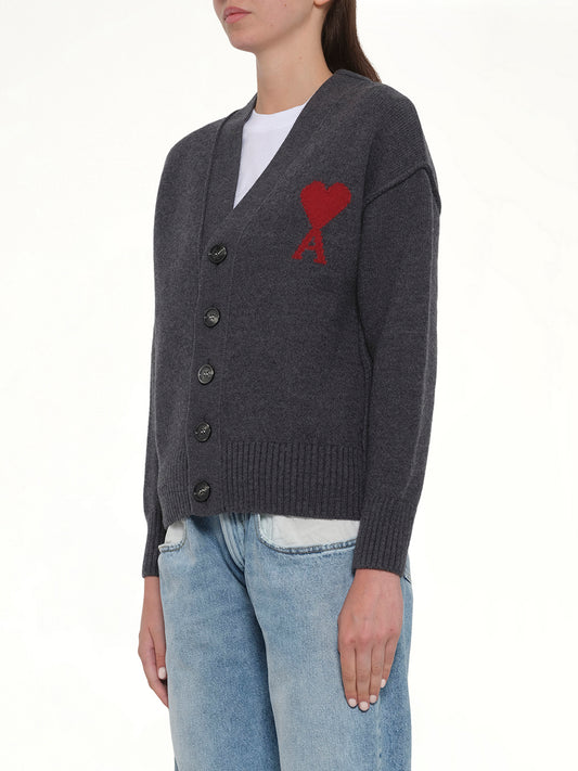 Red Ami De Coeur Cardigan in Grey