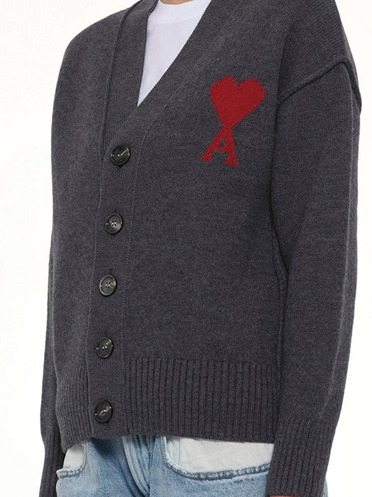 Red Ami De Coeur Cardigan in Grey