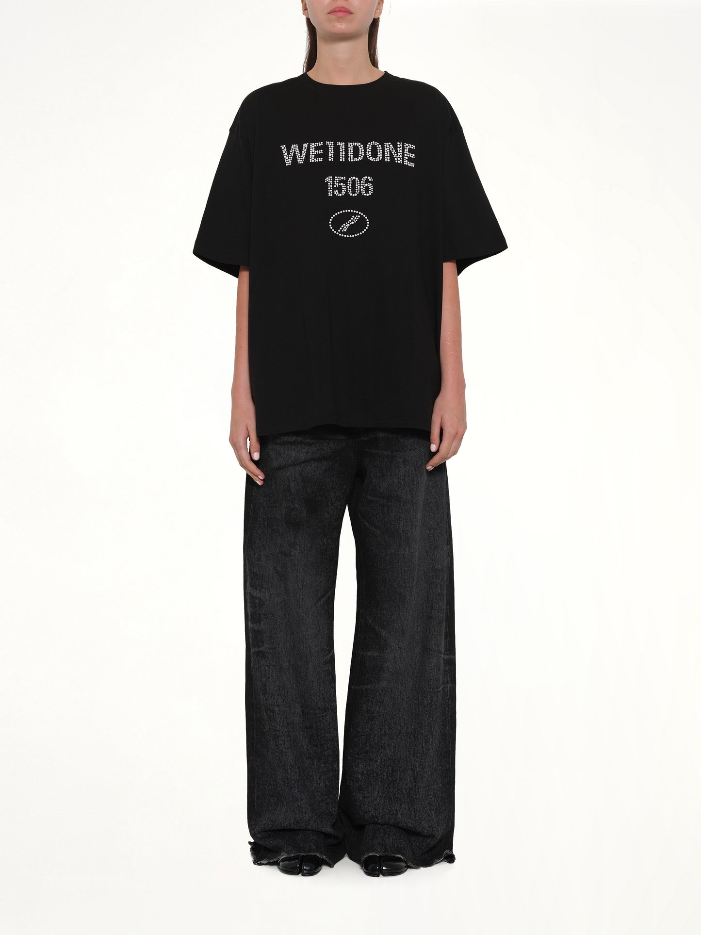 Washed Pearly Collegiate T-Shirt in Black