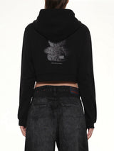 Teddy Bear Zip-Up Slim-Fit Hoodie in Black