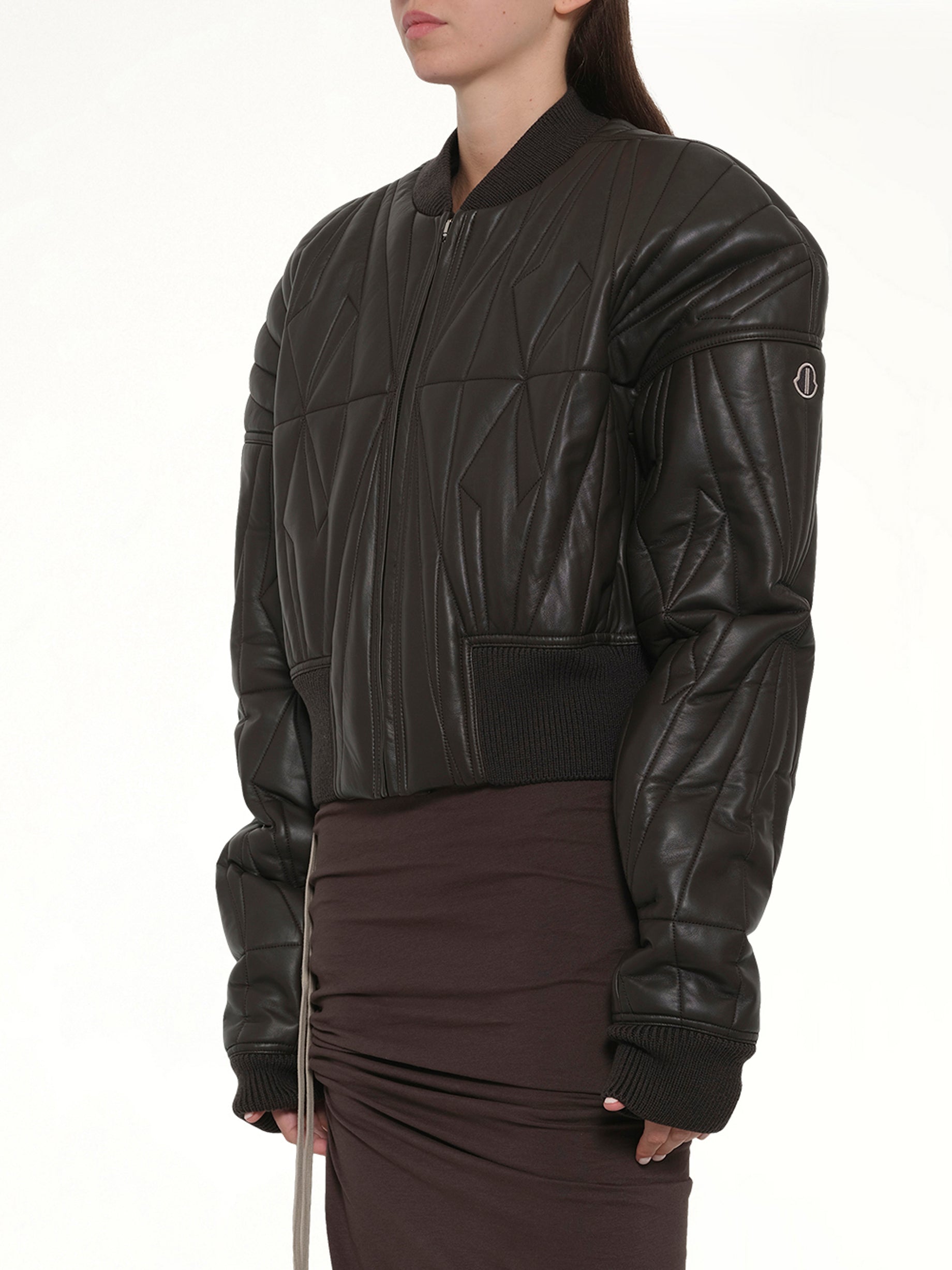 RICK OWENS , 
, 
, Rick Owens x Moncler Geocamo Cropped Jacket in Dark Dust Side View from MARAIS