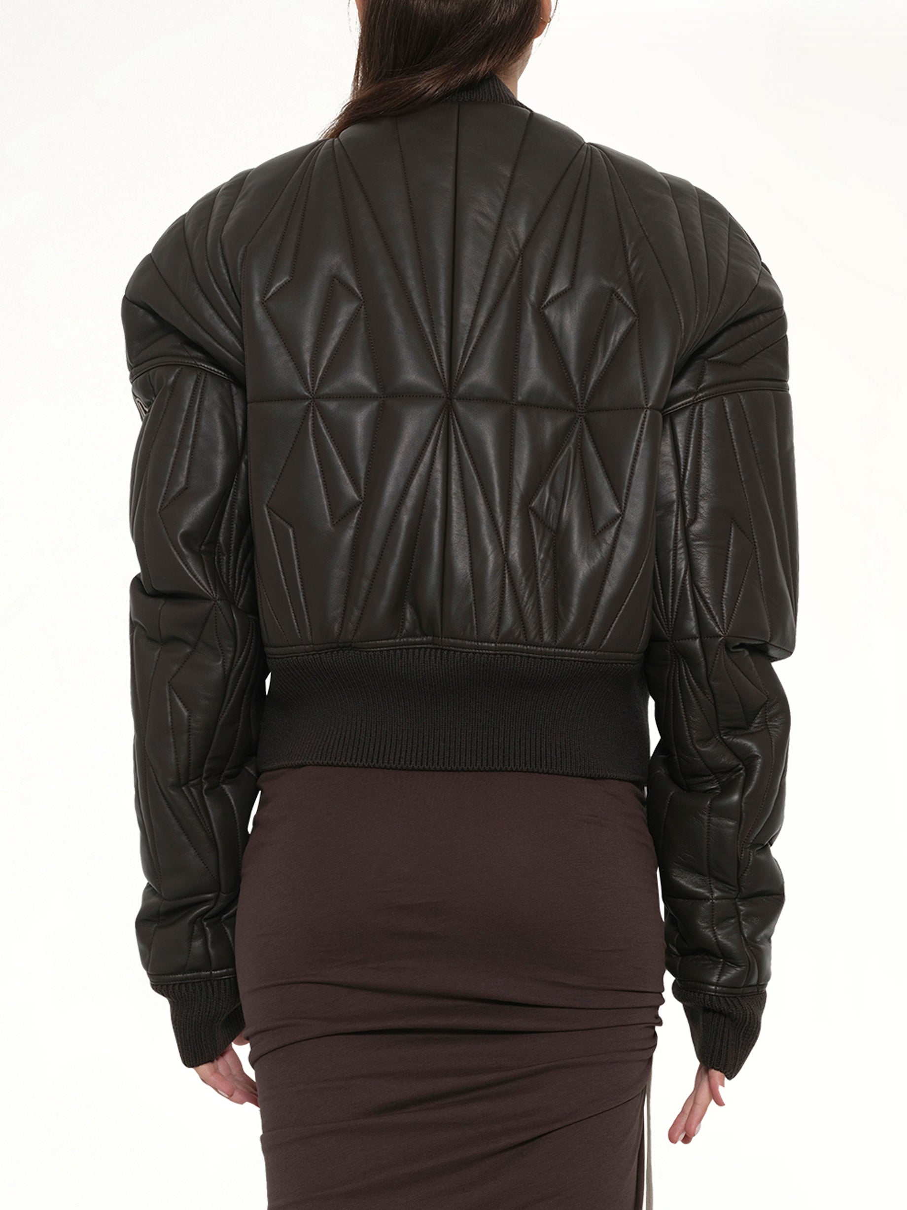 RICK OWENS , 
, 
, Rick Owens x Moncler Geocamo Cropped Jacket in Dark Dust Back View from MARAIS
