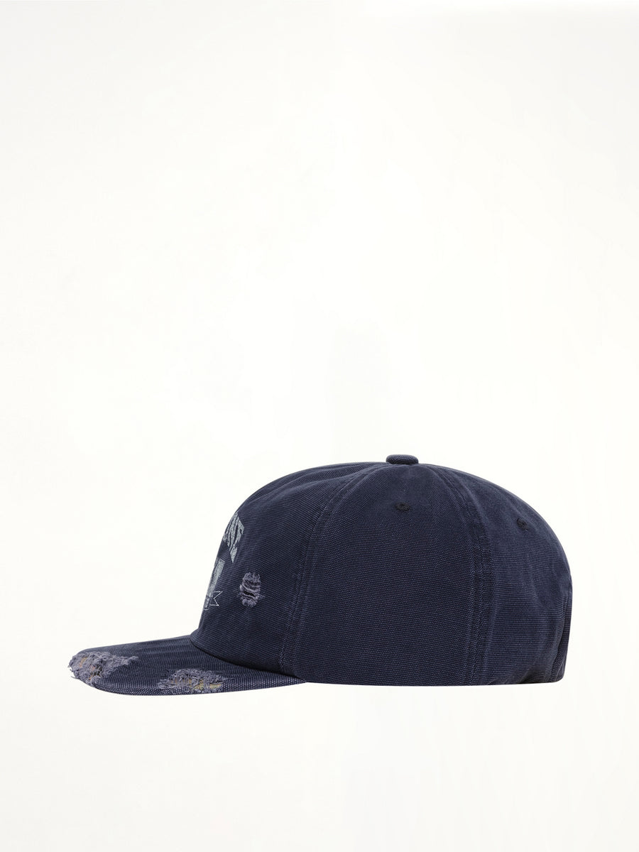 Distressed Collegiate Cap in Navy