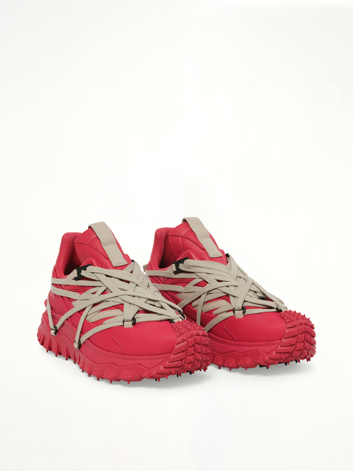Rick Owens x Moncler Trail Grip Megalace Sneaker in Carnelian Front View | RICK OWENS