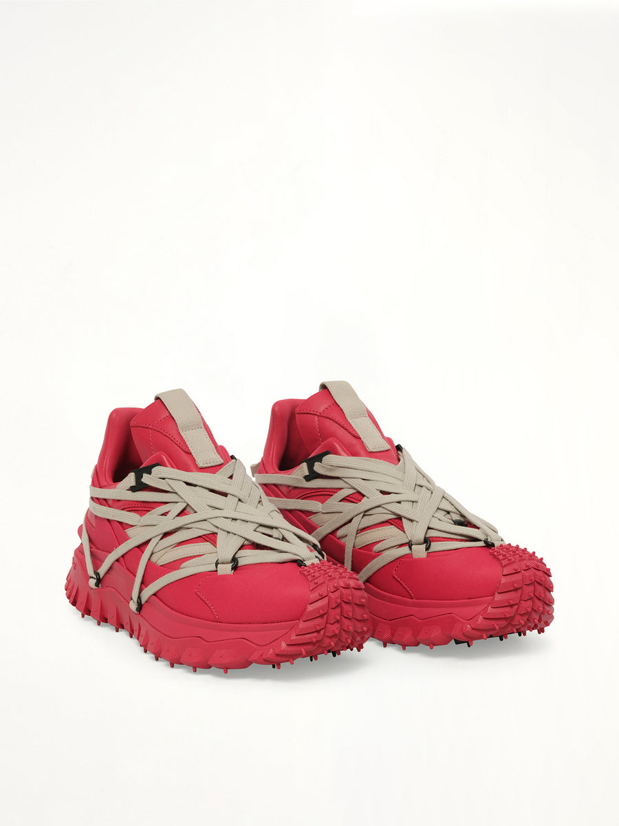 Rick Owens x Moncler Trail Grip Megalace Sneaker in Carnelian Front View | RICK OWENS