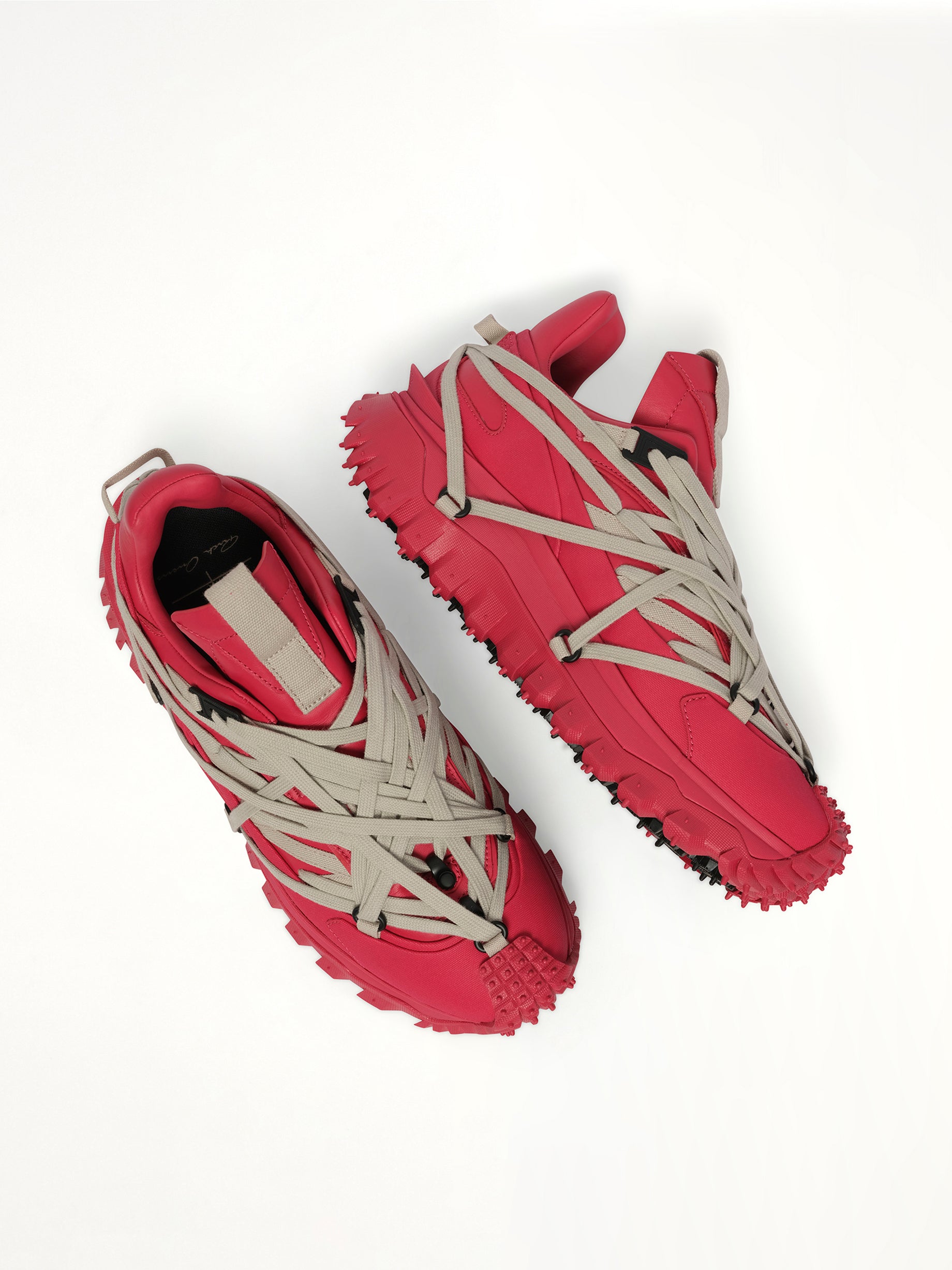 Rick Owens x Moncler Trail Grip Megalace Sneaker in Carnelian Top View | RICK OWENS