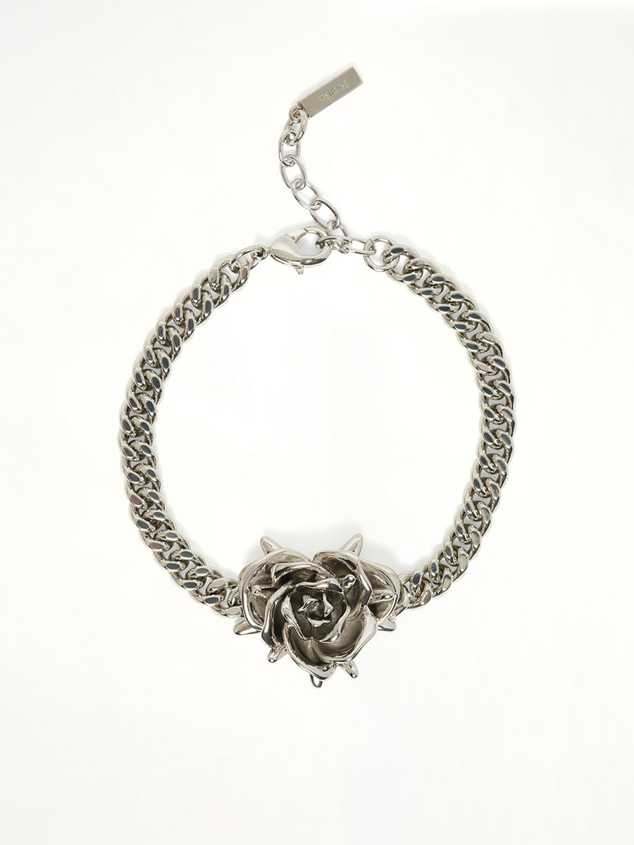 Small Spiky Rose Bracelet in Silver