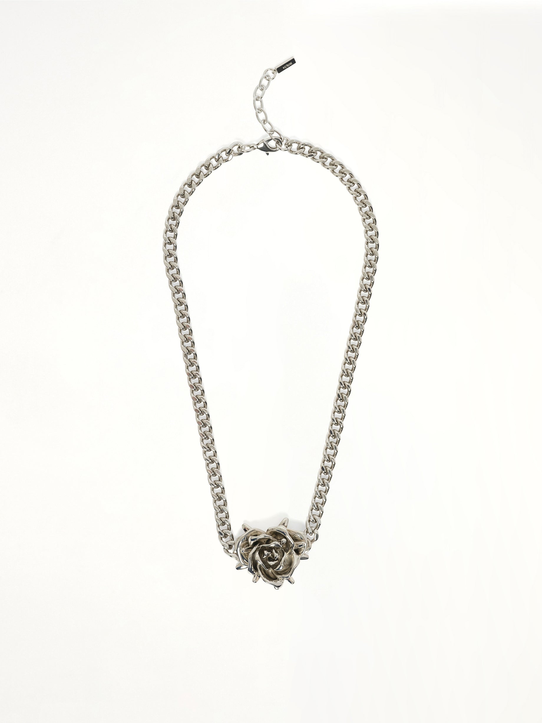 Spiky Rose Necklace in Silver