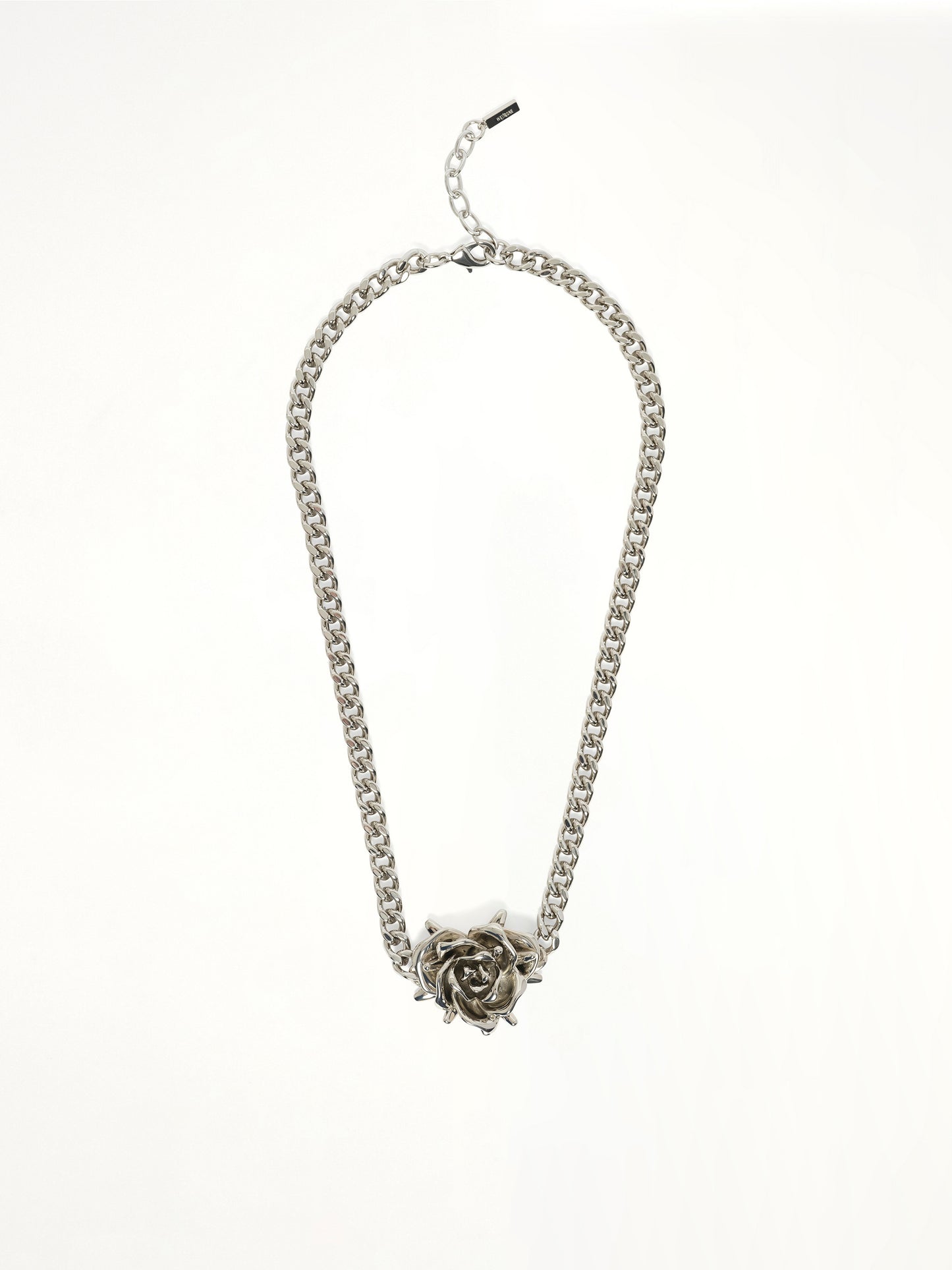 Spiky Rose Necklace in Silver