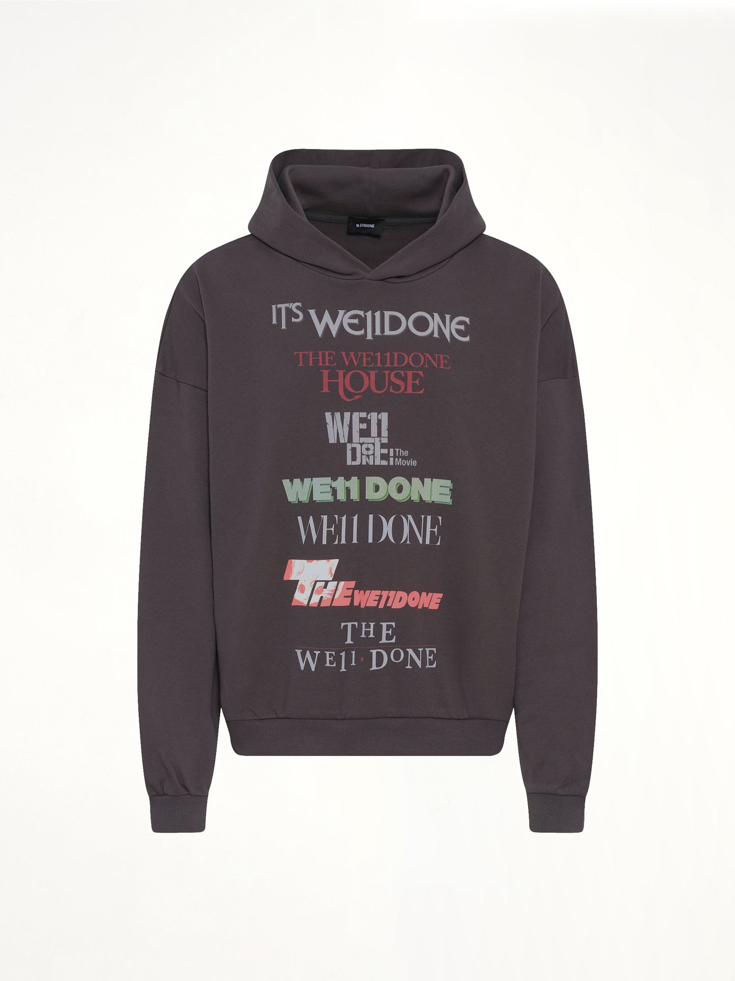 Multi Logo Print Hoodie in Grey