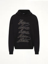 Ribbon Multi-Logo Hoodie in Black